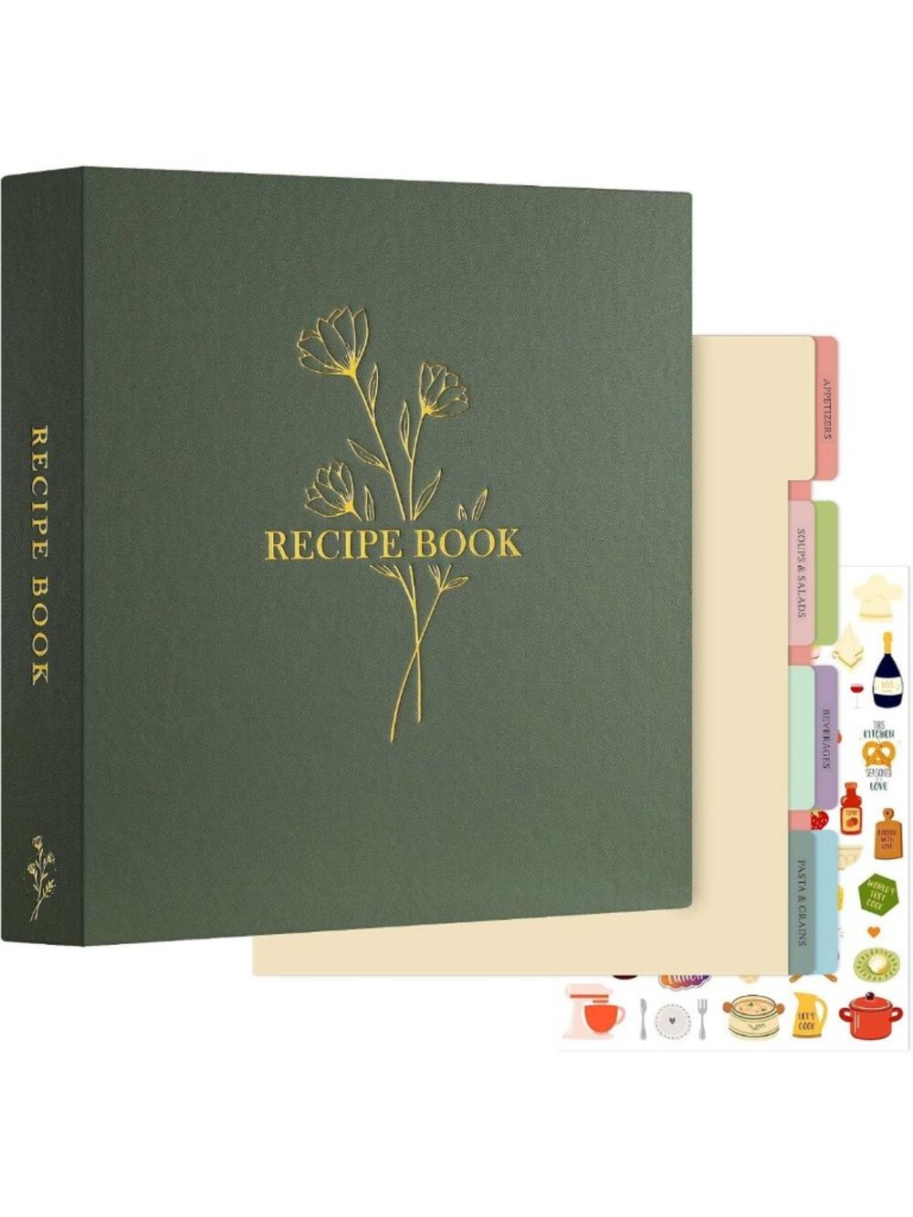 Recipe Binder Organizer - Waterproof, 60 Sleeves, 8 Dividers, 116 Recipes